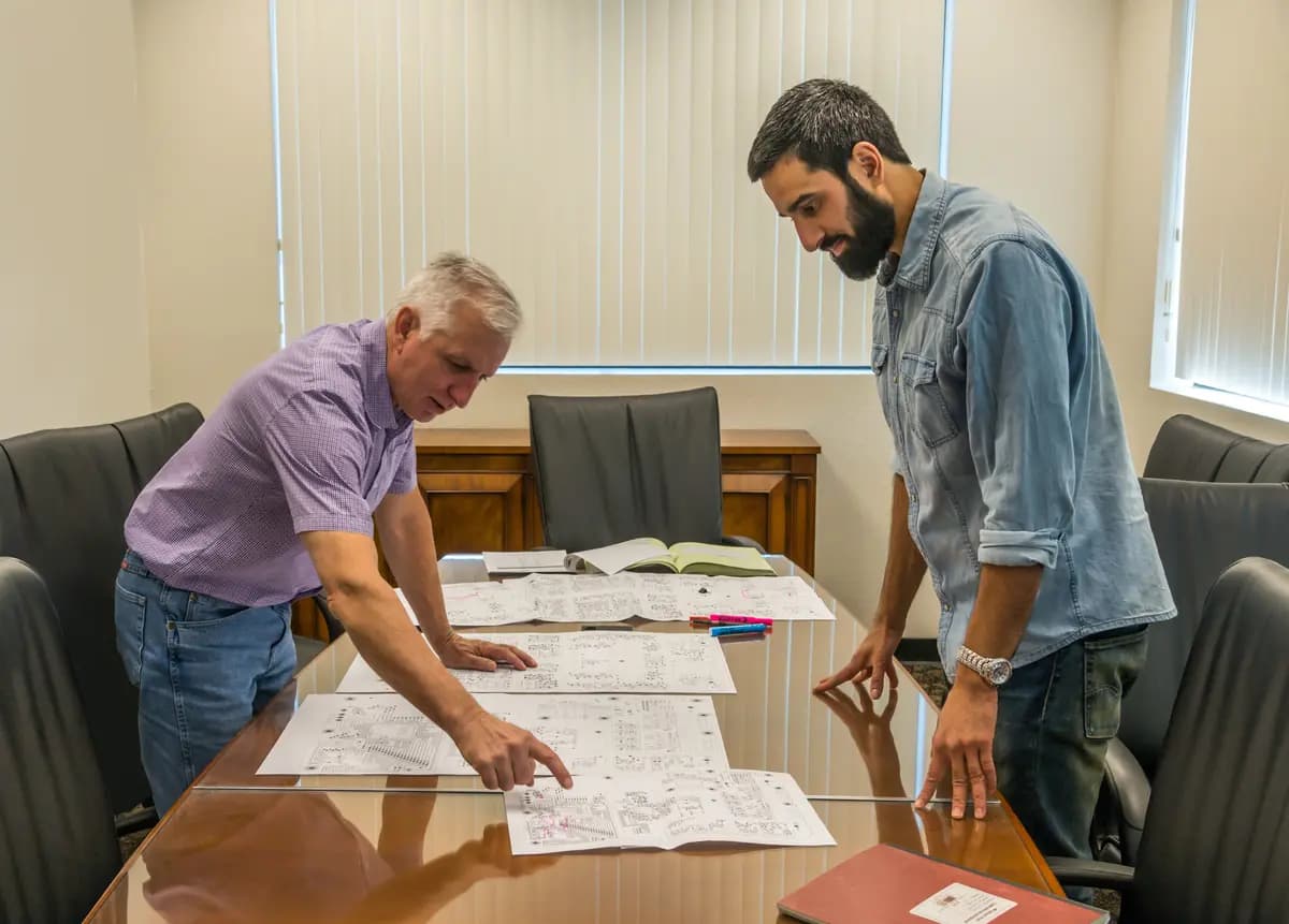 EM Research engineering team in a design review roundtable
